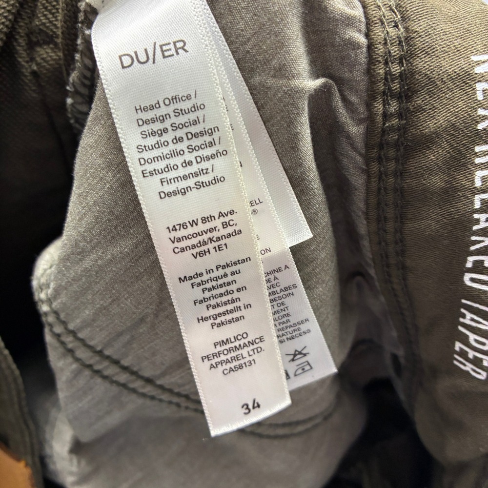 Duer N2X Relaxed Taper Shorts Mens 34 Olive Green Performance Stretch MSNR1012 - Picture 5 of 10
